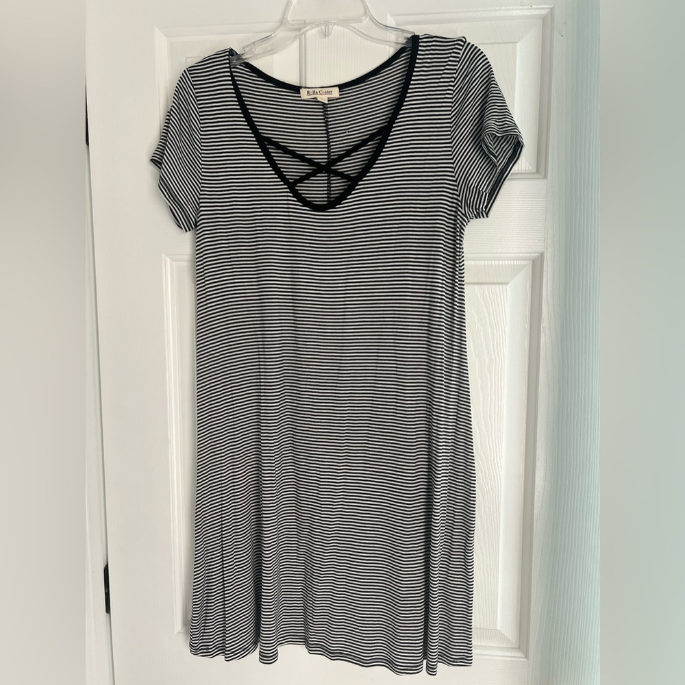 NWOT Black and White Striped Dress